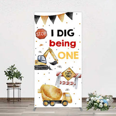 Lofaris I Dig Being One Construction Birthday Rectangle Backdrop