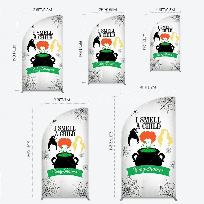 Lofaris I Smell a Child Halloween Baby Shower Half Moon Arch Backdrop Hocus Pocus Inspired Witch Sisters A is Brewing Decor