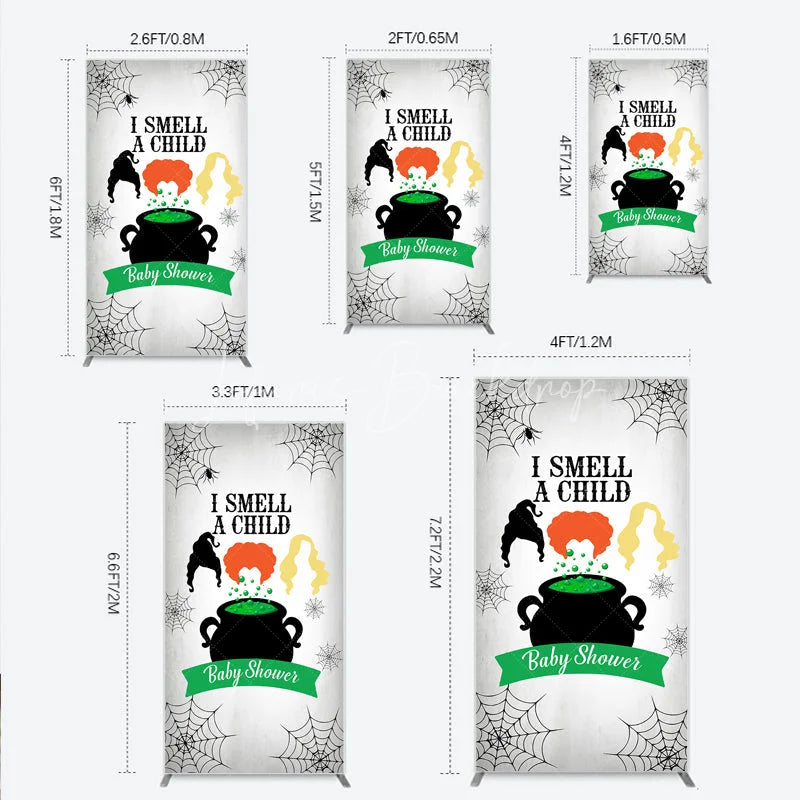 Lofaris I Smell a Child Halloween Baby Shower Rectangle Backdrop Hocus Pocus Inspired Witch Sisters A is Brewing Decor