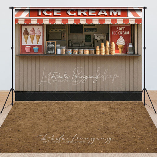 Lofaris Ice Cream Dessert Shop Brown Rug Combo Set Backdrop