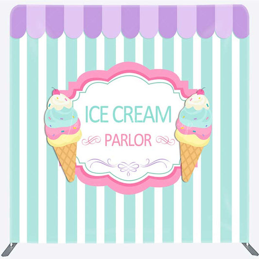 Lofaris Ice Cream Parlor Sweet Shop Square Tension Backdrop
