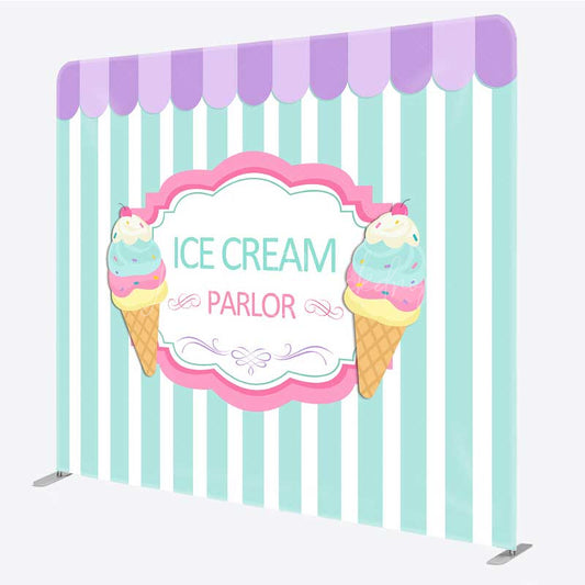 Lofaris Ice Cream Parlor Sweet Shop Square Tension Backdrop