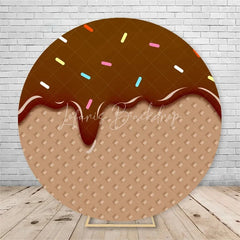 Lofaris Ice Cream Round Backdrop Colorful Sprinkles Waffle Cone Birthday Party Decor Sweet Dessert Background