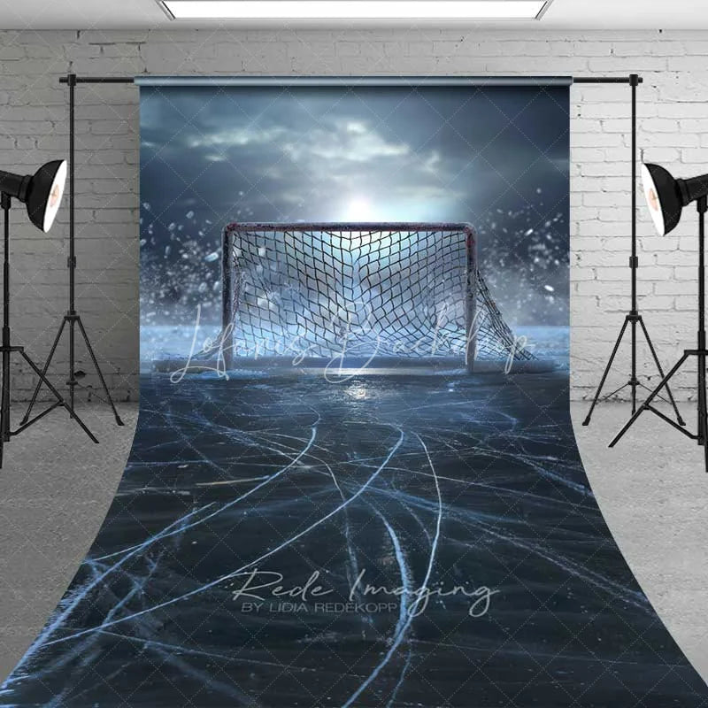 Lofaris Ice Hockey Rink Goal Sweep Photography Backdrop Winter Frozen Sports Competition Photo Background