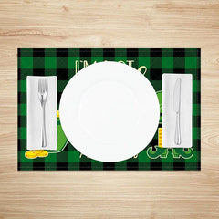 Lofaris Im Not Irish But Kiss Me Anyway Set of 4 Placemats St. Patricks Day Pot Gold Plaid Table Mats
