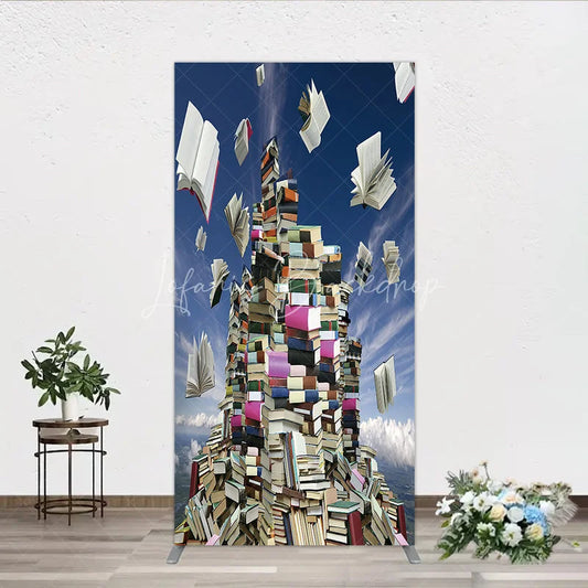 Lofaris Imaginative Flying Books and Knowledge Mountain Rectangle Arch Backdrop Academic Graduation Party Decor