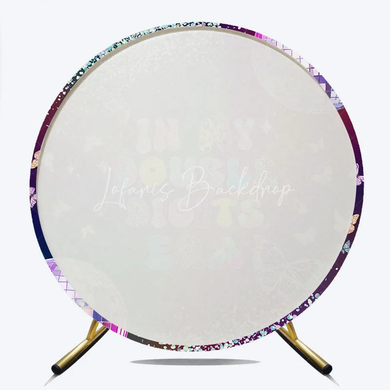 Lofaris In My Double Digits Era Round Backdrop Galaxy Disco Butterfly Decoration 10th Birthday Background