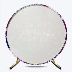 Lofaris In My Double Digits Era Round Backdrop Galaxy Disco Butterfly Decoration 10th Birthday Background