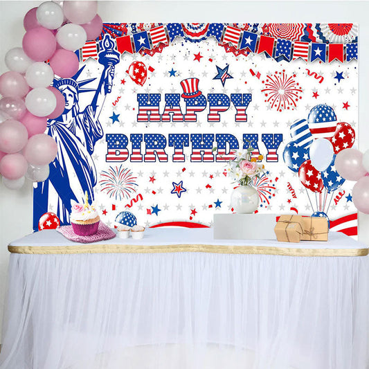 Lofaris Independence Day Vibe Statue Happy Birthday Backdrop