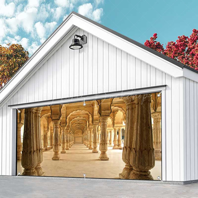 Lofaris India Palace Pillar Architecture Garage Door Banner