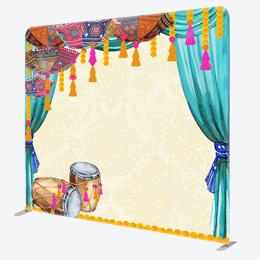 Lofaris Indian Drum Diwali Party Square Double-Sided Backdrop