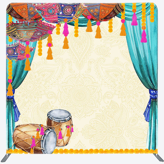 Lofaris Indian Drum Diwali Party Square Double-Sided Backdrop