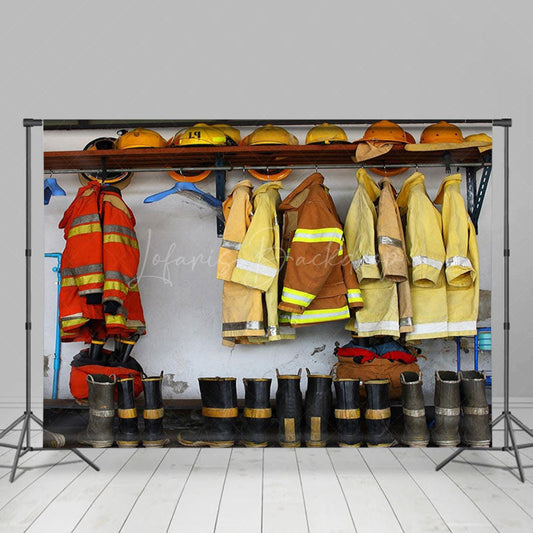 Lofaris Indoor Firefighter Equipment Locker Room Backdrop
