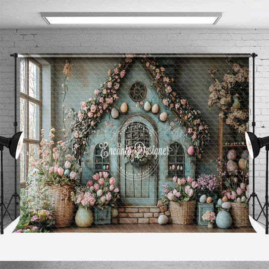 Lofaris Indoor Green House Pink Floral Easter Photo Backdrop