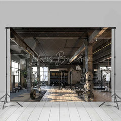 Lofaris Industrial Gym Fitness Room Photography Backdrop Bodybuilding Workout Weightlifting Background