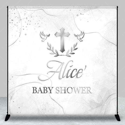 Lofaris Ink Pattern Cross Custom Name Baby Shower Backdrop