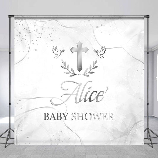 Lofaris Ink Pattern Cross Custom Name Baby Shower Backdrop