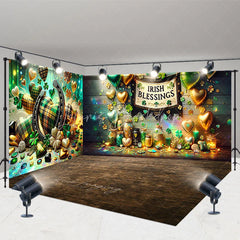 Lofaris Irish Blessings St. Patrick’s Day Room Set Backdrop Green Lucky Clover Horseshoe Party Decoration