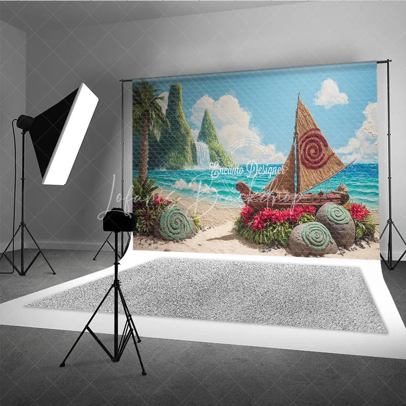 Lofaris Island Adventure Backdrop Tropical Beach Voyager Boat Banner Polynesian Luau Party Supplies Photo Booth Props