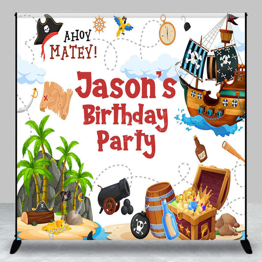Lofaris Island Pirate Custom Name Birthday Party Backdrop