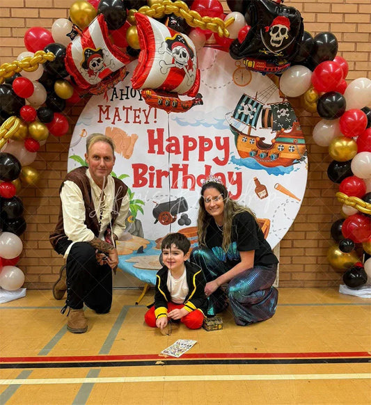 Lofaris Island Treasure Pirate Ship Round Birthday Backdrop