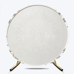 Lofaris It is a Boy Round Backdrop Safari Animals and Eucalyptus Leaves Baby Shower Party Decoration