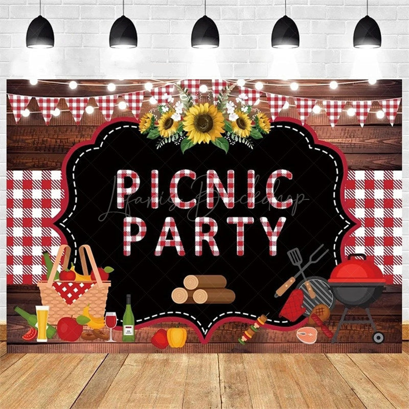 Lofaris It’s a Baby Q Summer Barbecue Shower Backdrop Red Plaid with Rustic Vibe Fun Outdoor Party Decoration