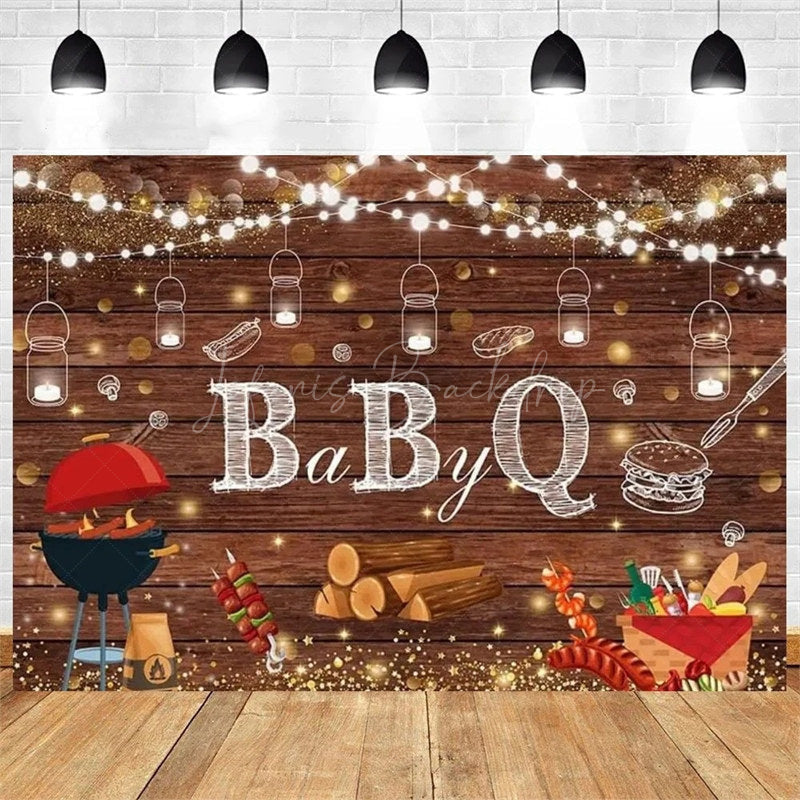 Lofaris It’s a Baby Q Summer Barbecue Shower Backdrop Red Plaid with Rustic Vibe Fun Outdoor Party Decoration