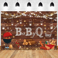 Lofaris It’s a Baby Q Summer Barbecue Shower Backdrop Red Plaid with Rustic Vibe Fun Outdoor Party Decoration