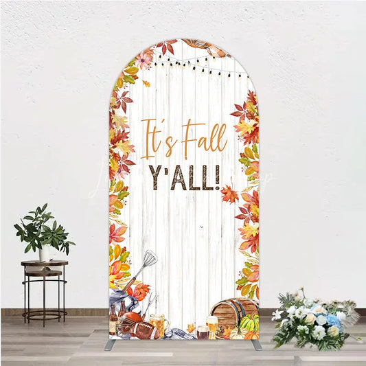 Lofaris It’s Fall Y’all Arch Backdrop for Autumn Party Football and Beer Tailgate Rustic Thanksgiving Decor