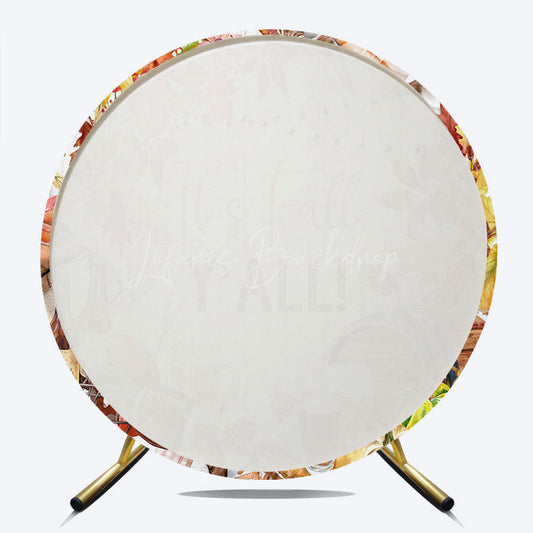 Lofaris It’s Fall Y’all Round Backdrop for Autumn Party Football and Beer Tailgate Theme Rustic Thanksgiving Decor