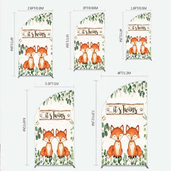 Lofaris It’s Twins Baby Shower Half Moon Arch Backdrop Cute Fox Woodland Animals with Greenery Rustic Welcome Sign Photo Prop