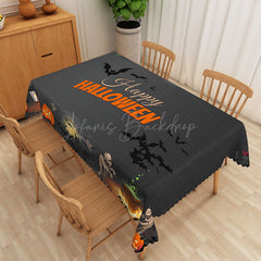 Lofaris Jack O’ Lantern Happy Halloween Rectangle Tablecloth for Spooky and Festive Holiday Party Decorations