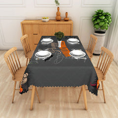 Lofaris Jack O’ Lantern Happy Halloween Rectangle Tablecloth for Spooky and Festive Holiday Party Decorations