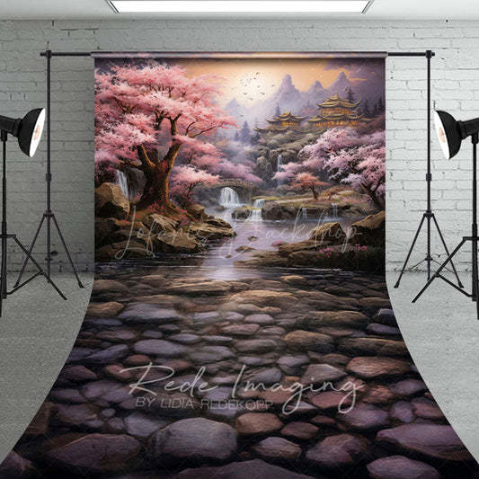 Lofaris Japanese Spring Sakura Garden Natural Photo Backdrop