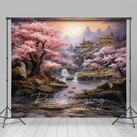 Lofaris Japanese Spring Sakura Garden Natural Scene Backdrop