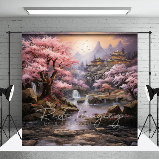 Lofaris Japanese Spring Sakura Garden Natural Scene Backdrop