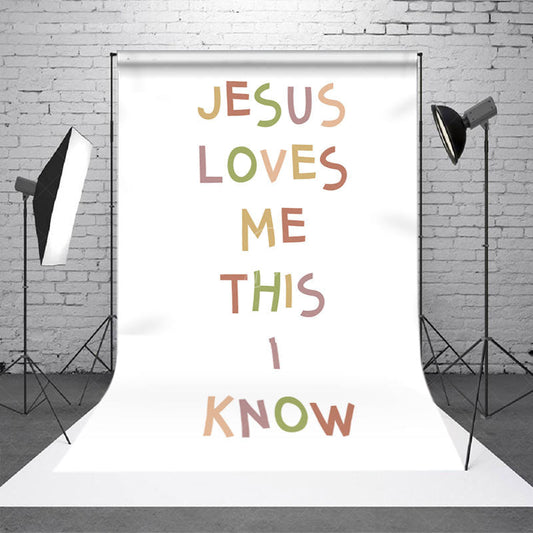 Lofaris Jesus Loves Me This I Konw Positive Slogan Backdrop