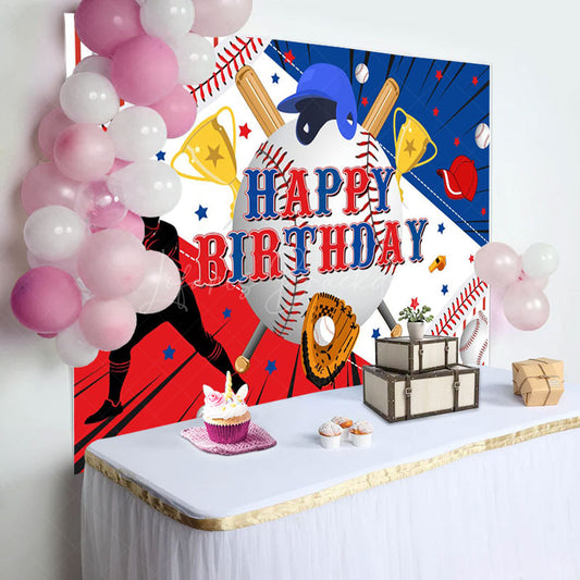 Lofaris Jolly Basebal Birthday Celebration Trophies Backdrop