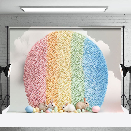 Lofaris Jordan Almonds Circle Eggs Rabbit Easter Backdrop