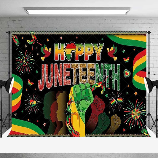 Lofaris Juneteenth Freedom Day Backdrop Breaking Chains and Raised Fist Background African American Independence Decor