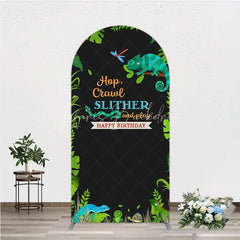 Lofaris Jungle Animals Happy Birthday Arch Backdrop Kit Tropical Reptile Safari Party Decor for Kids