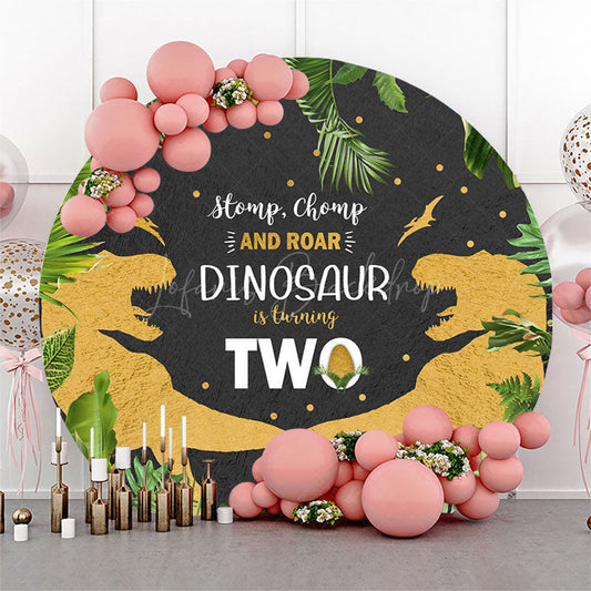 Lofaris Jungle Dinosaur Is Turning Two Round Birthday Backdrop