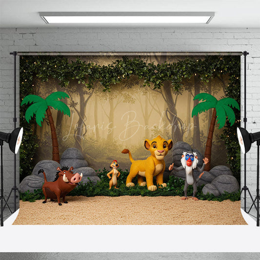 Lofaris Jungle Forest Lovely Cartoon Cake Smash Backdrop