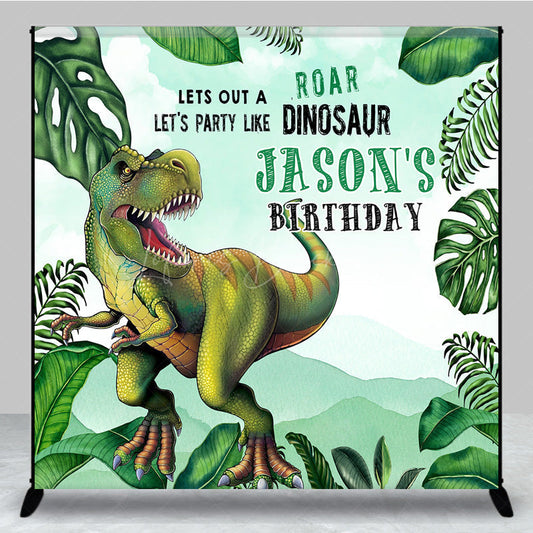 Lofaris Jungle Monstera Dinosaur Custom Birthday Backdrop