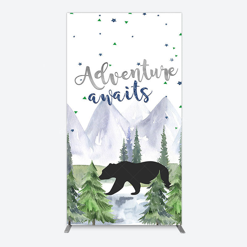 Lofaris Jungle Mountain Bear Forest Baby Shower Rectangle Backdrop