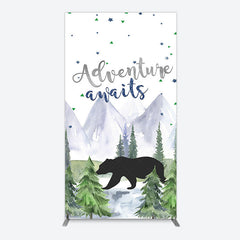 Lofaris Jungle Mountain Bear Forest Baby Shower Rectangle Backdrop