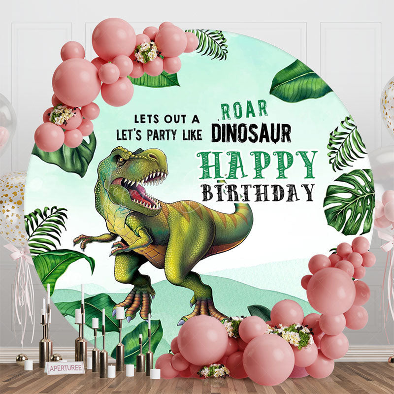 Lofaris Jungle Plant Dinosaur Round Birthday Party Backdrop