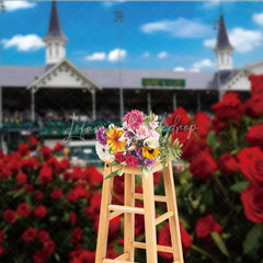 Lofaris Kentucky Derby Horse Racing Backdrop Churchill Downs Twin Spires and Red Roses Photography Background