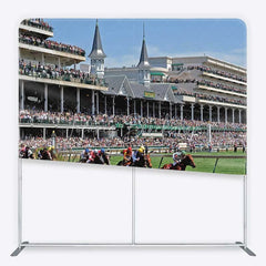 Lofaris Kentucky Derby Horse Racing Tension Fabric Backdrop Churchill Downs Style Racetrack Party Decorations